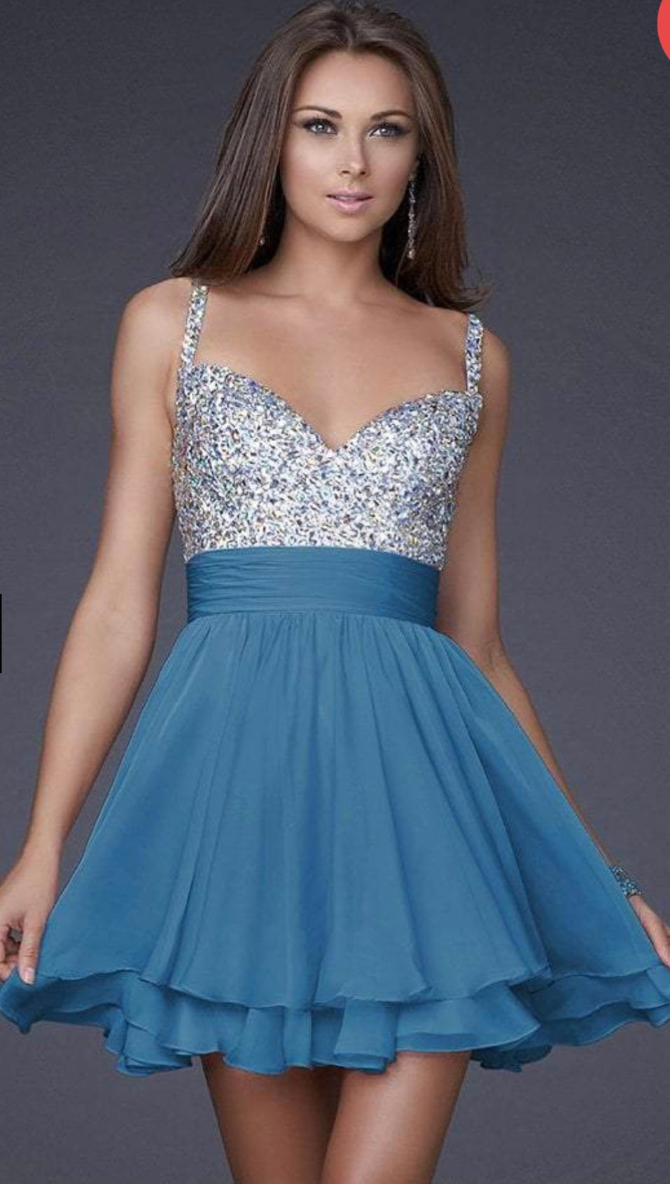 La Femme Short Tiered Party Dress with Beads