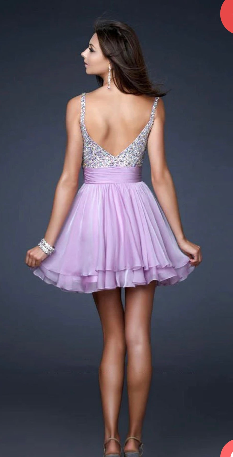 La Femme Short Tiered Party Dress with Beads